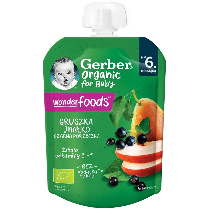 Пауч GERBER Organic Круша Ябълка Касис 80 гр. - GERBER