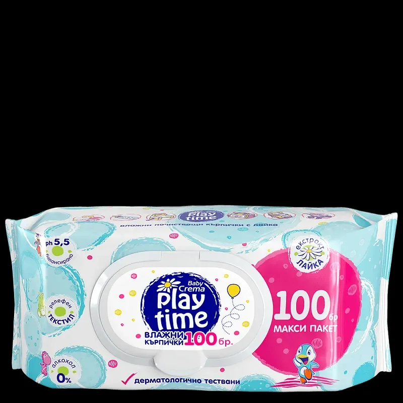 Мокри кърпи BABY CREMA Play time 100 бр. - BABY CREMA