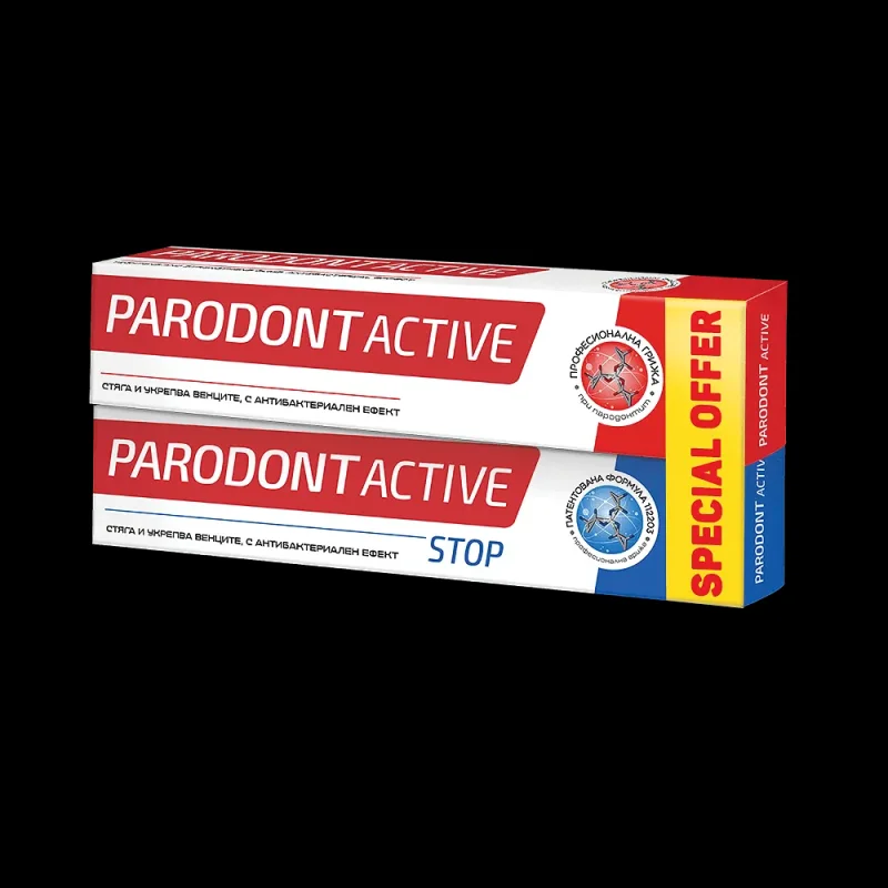 Паста зъби PARODONT ACTIVE Active+Stop 2x75 мл. - ASTERA