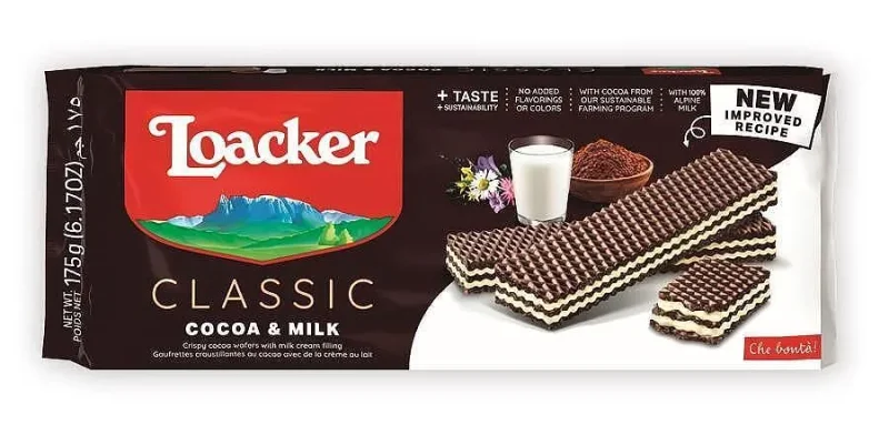 Вафли LOACKER Classic Cocoa & Milk 175 гр. - LOACKER