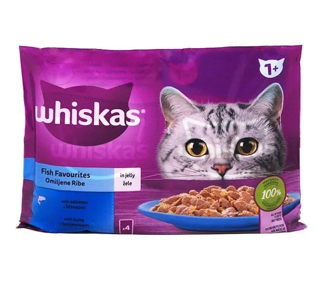 Пауч за котки WHISKAS 1+ Fish Favorites 4x85 гр. - WHISKAS
