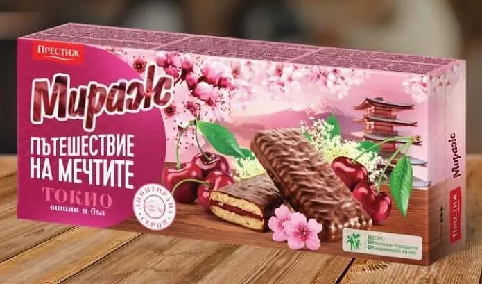 Бисквити МИРАЖ Токио с вишни и цвят от бъз 178 гр. - МИРАЖ