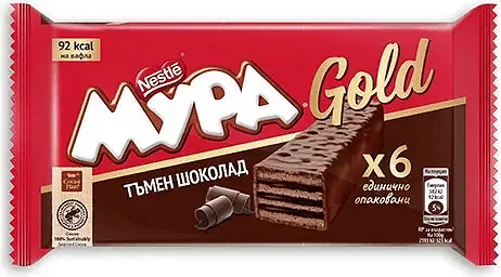 Вафли МУРА Gold тъмен шоколад 6x17.5 гр. - МУРА
