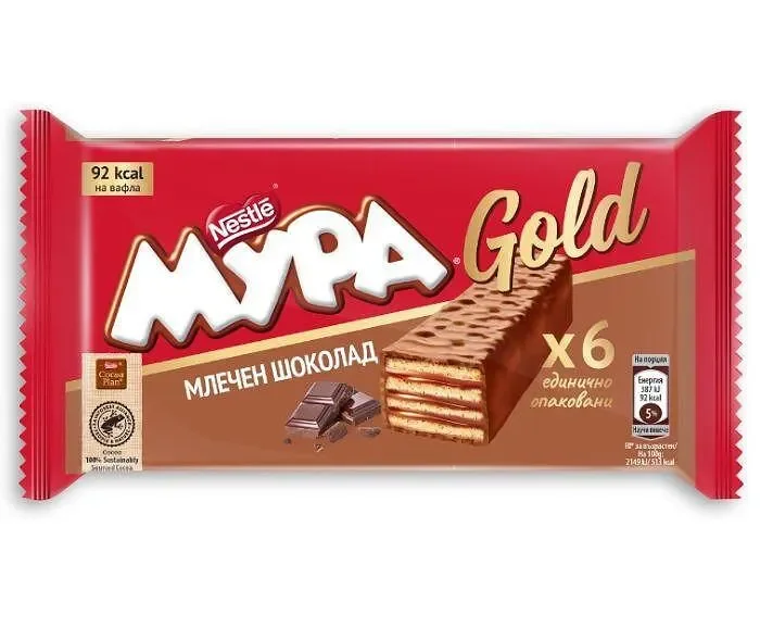 Вафли МУРА Gold млечен шоколад 6x18 гр. - МУРА