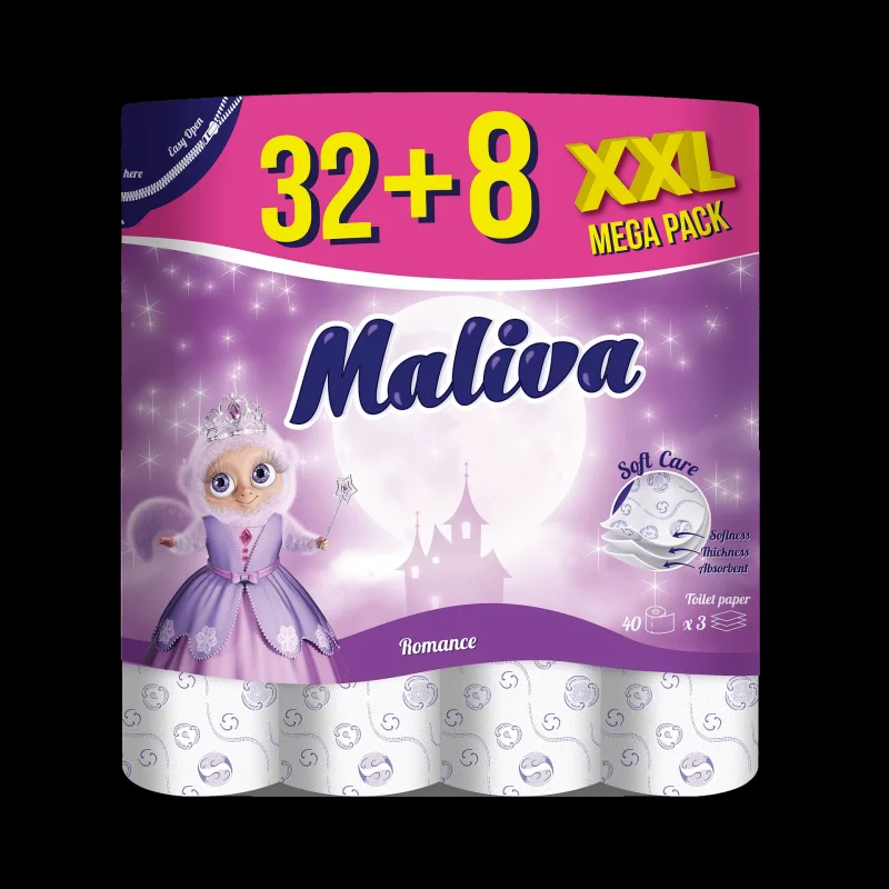Тоалетна хартия MALIVA Romance 3пл. 32+8бр