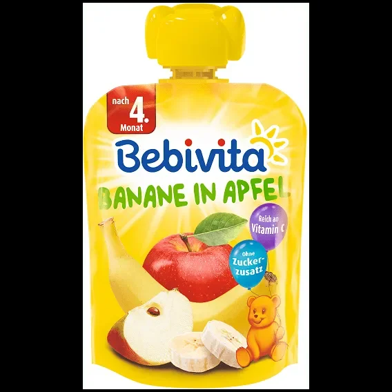 Пюре BEBIVITA Банан/Ябълка 90г - BEBIVITA