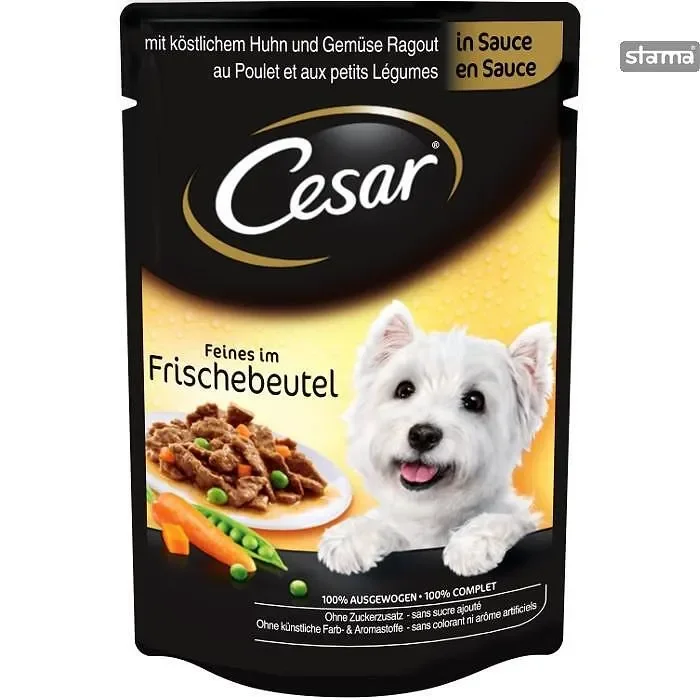 Пауч за куче CESAR пиле,зел.в сос 100гр - CESAR