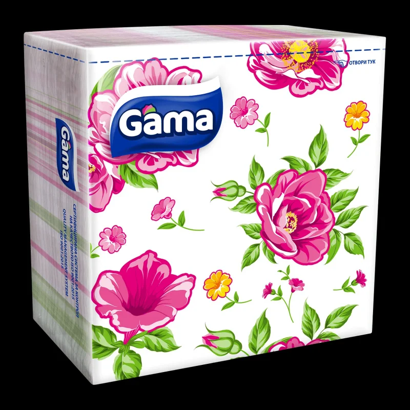 Салфетки GAMA 33/33см, 1пл, 60б - GAMA