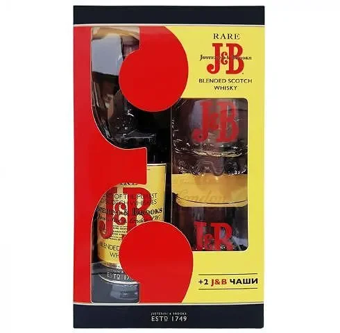 Уиски J&B 40% + две чаши 700 мл. - J&B
