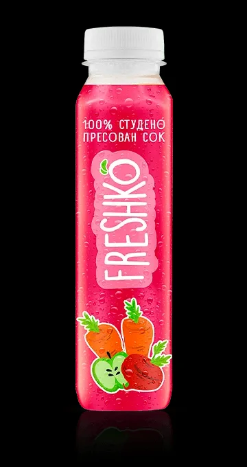 Студено пресован сок FRESHKO 100% ябълка, цвекло и морков 330 мл. - FRESHKO