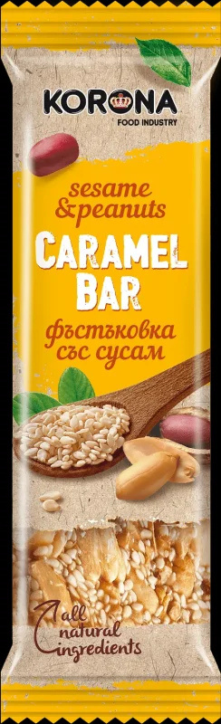 Карамелен бар KORONA с фъстъци и сусам 45 гр. - KORONA