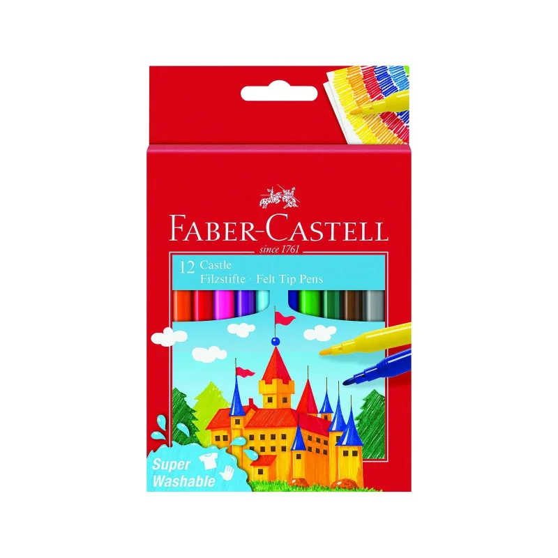 ФЛУМАСТЕРИ FABER-CASTELL ЗАМЪК 12 ЦВЯТА