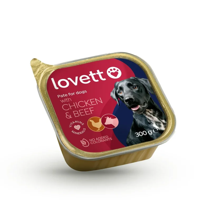 Пастет куче LOVETT говеждо и сърца 300г - LOVETT