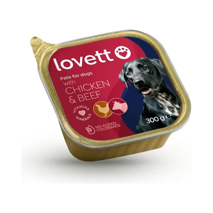 Пастет куче LOVETT говеждо и сърца 300г - LOVETT
