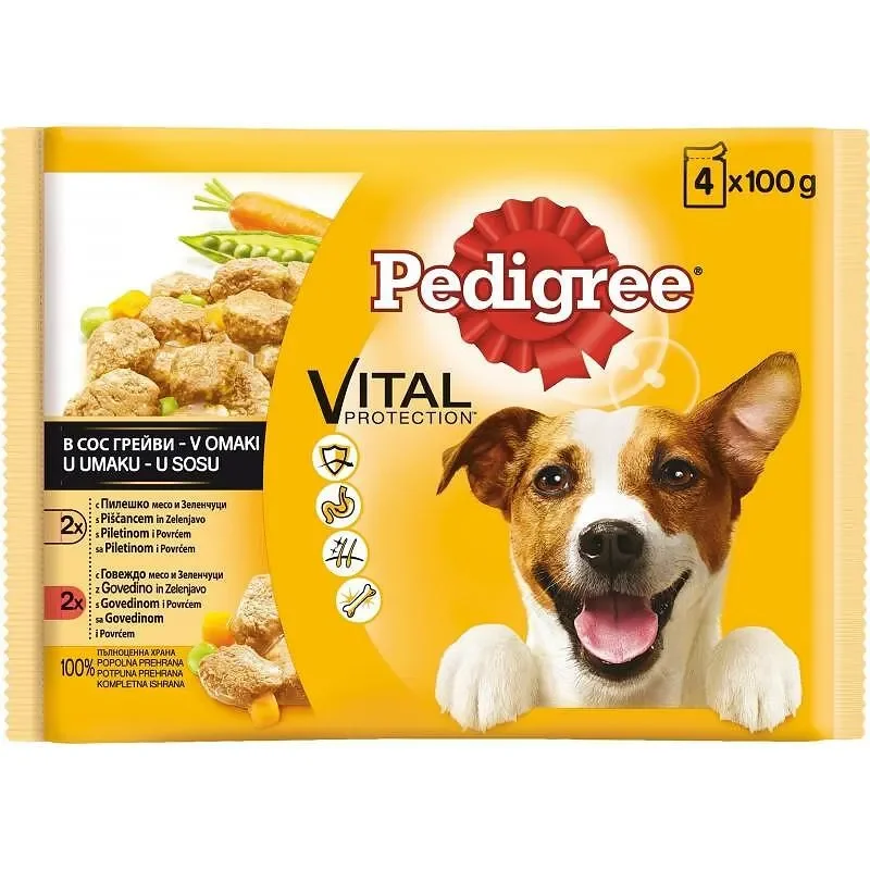 Пауч куче PEDIGREE гов&пил&зел 4X100гр - PEDIGREE