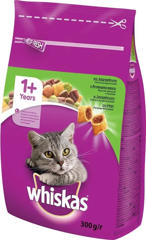 Суха храна за котки WHISKAS Агнешко 300гр - WHISKAS