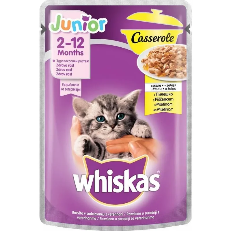 Пауч за котки WHISKAS Junior пиле 85 гр. - WHISKAS