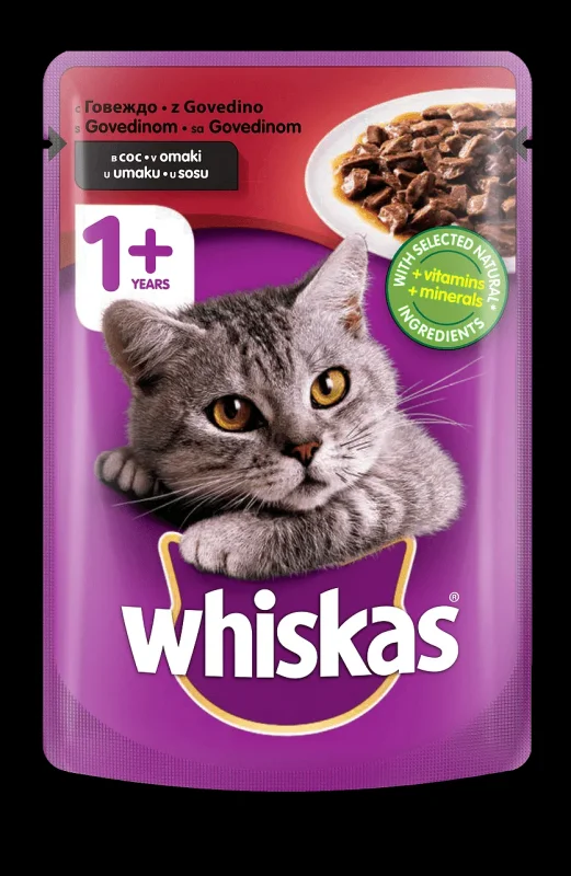 Пауч за котки WHISKAS говеждо 85 гр. - WHISKAS