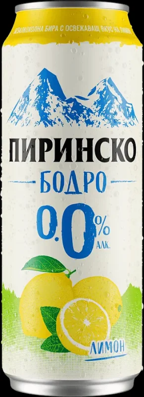 Бира ПИРИНСКО БОДРО лимон безалкохол кен 0% 500мл - ПИРИНСКО