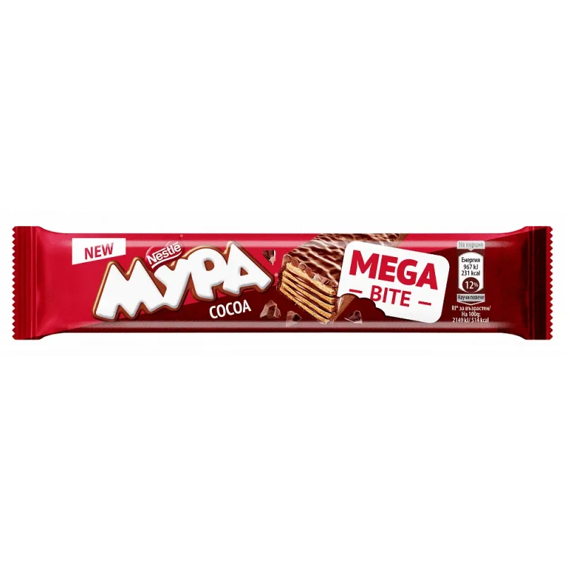Вафла МУРА MEGA BITE Тъмен шоколад 45гр - МУРА