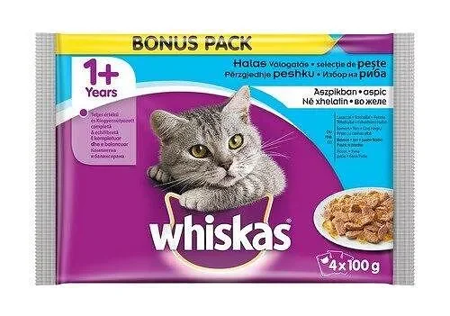 Пауч котки WHISKAS Рибни ястия 4x100гр - WHISKAS