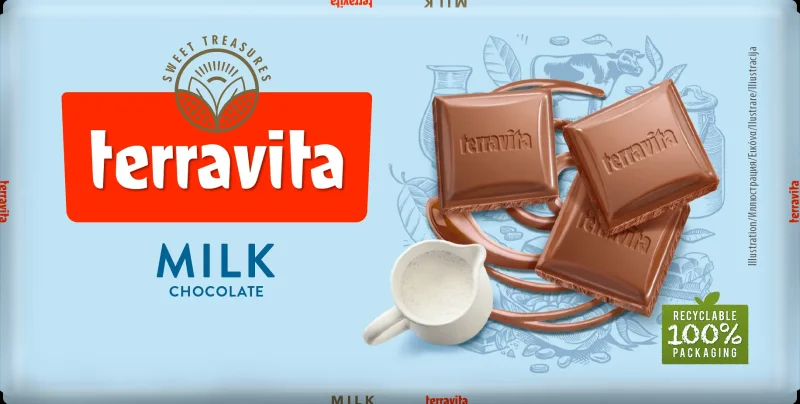 Шоколад TERRAVITA, млечен 100гр - TERRAVITA