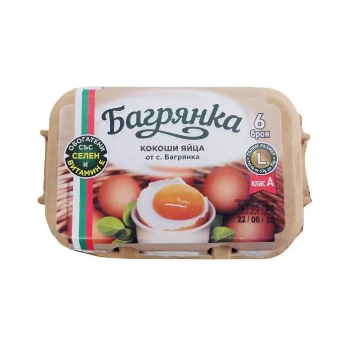 Яйца БАГРЯНКА L с органичен селен 6 бр. - БАГРЯНКА