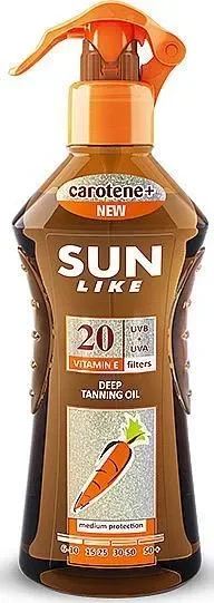 Слънцезащитно масло за бърз загар Sun Like SPF 20, 200 мл спрей - SUN LIKE