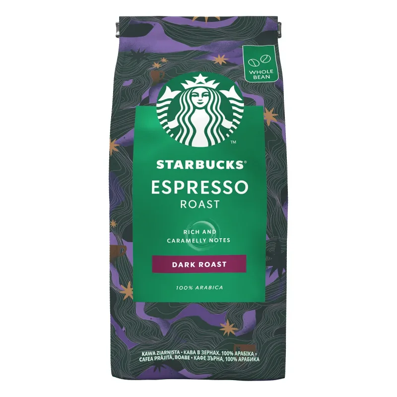 STARBUCKS Espresso Roast, тъмно изпечени кафе зърна, пакет 200g - STARBUCKS