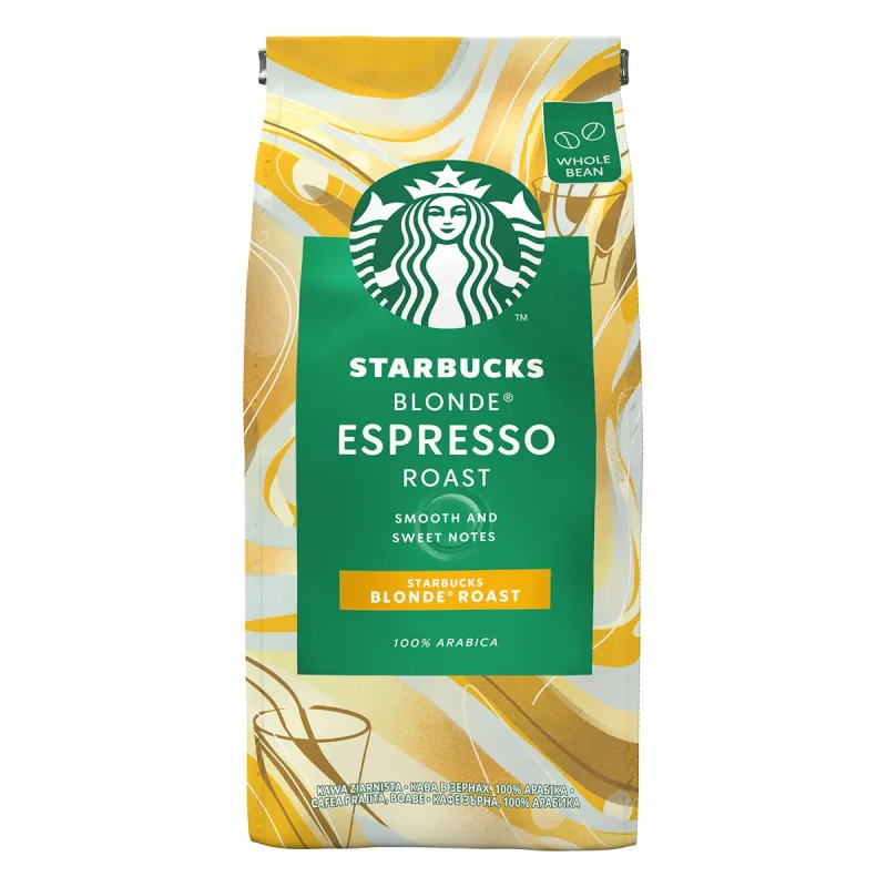 STARBUCKS BLONDE Espresso Roast, светло изпечени кафе зърна, пакет 200g - STARBUCKS