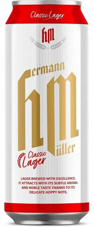 Бира HERMANN MUELLER Classic Lager 4% алк. 500 мл - HERMANN MUELLER