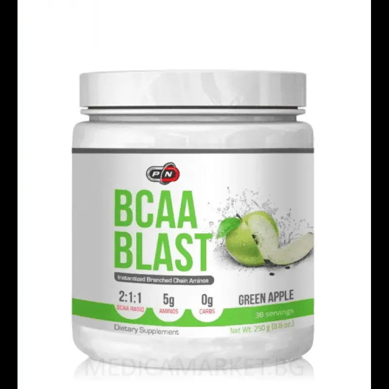 Аминокиселини с разклонена верига BCAA BLAST, Pure Nutrition USA, 250 г, Зелена Ябълка