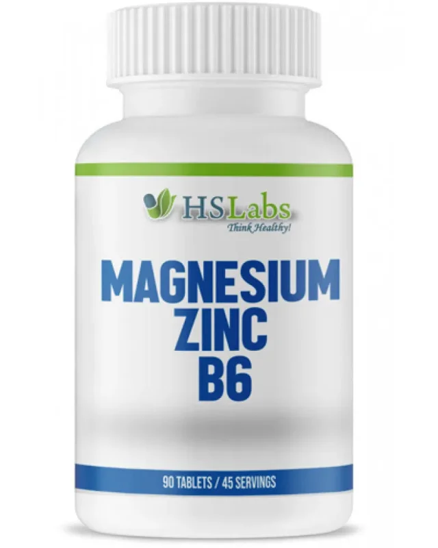 Хранителна добавка, Магнезий, Цинк, Витамин Б6, MAGNESIUM, ZINC, VITAMIN B, HS LABS, 90 таблетки - HS LABS