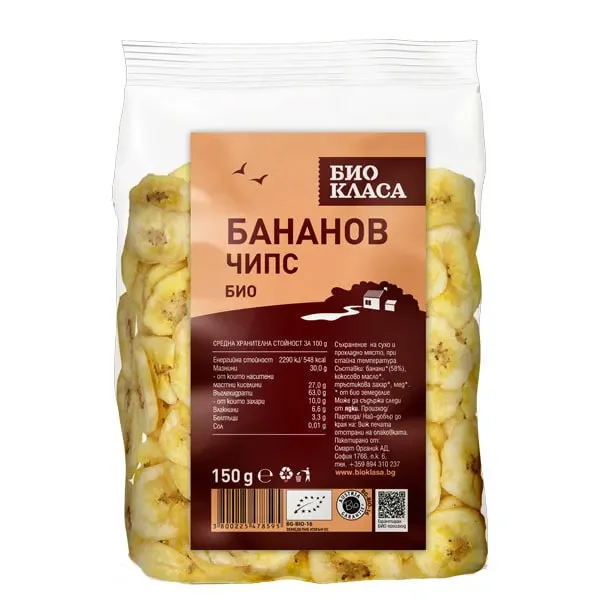 Чипс БИО КЛАСА бананов 150 г - БИО КЛАСА