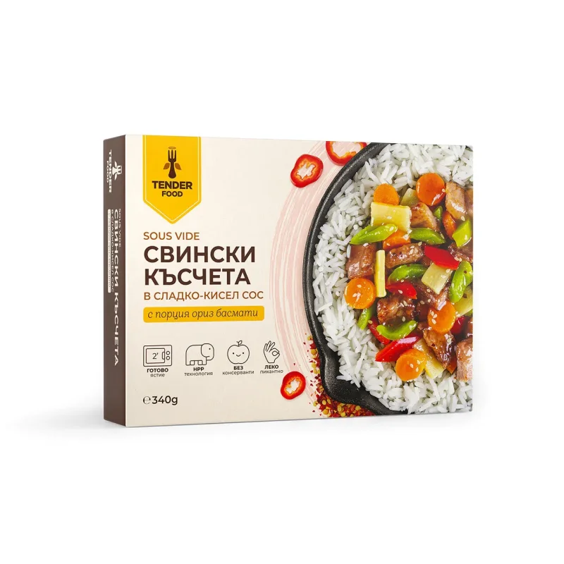 Свински късчета сладко кисел сос TENDER FOOD 340г - TENDER FOOD