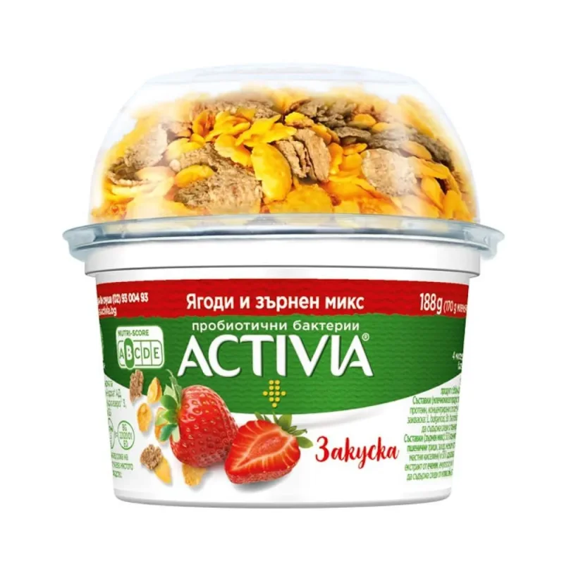 Activia закуска ягоди и зърнен микс, 198 г - ACTIVIA