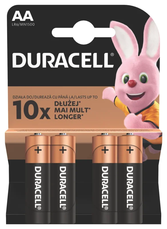 Алкална батерия Duracell Basic АА 4бр. - DURACELL