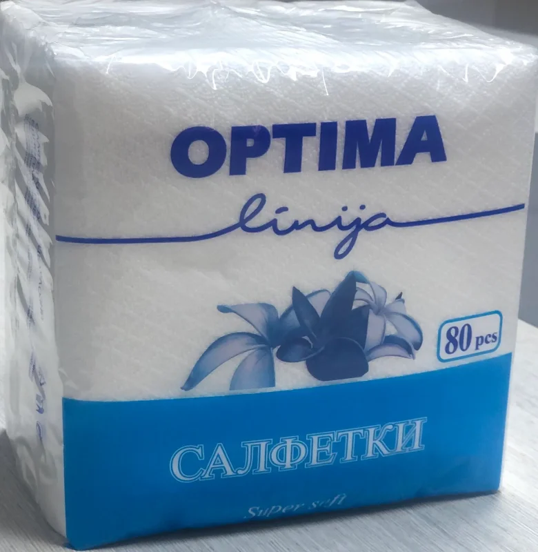Салфетки OPTIMA 33x33 80бр бели с печат - OPTIMA