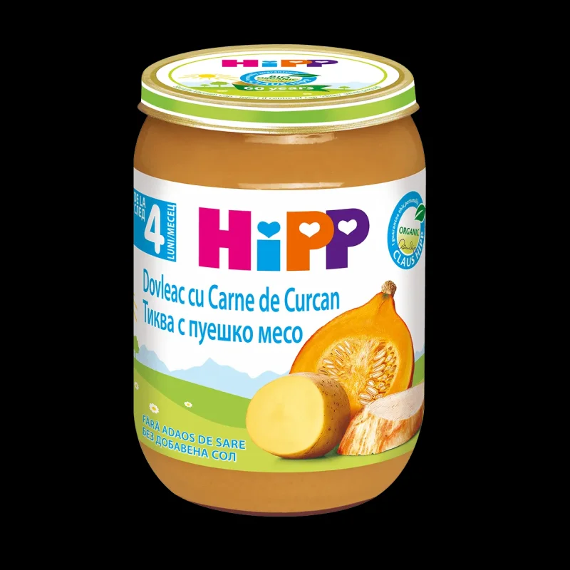 Пюре HIPP Bio тиква, ябълка, пуешко 190 г