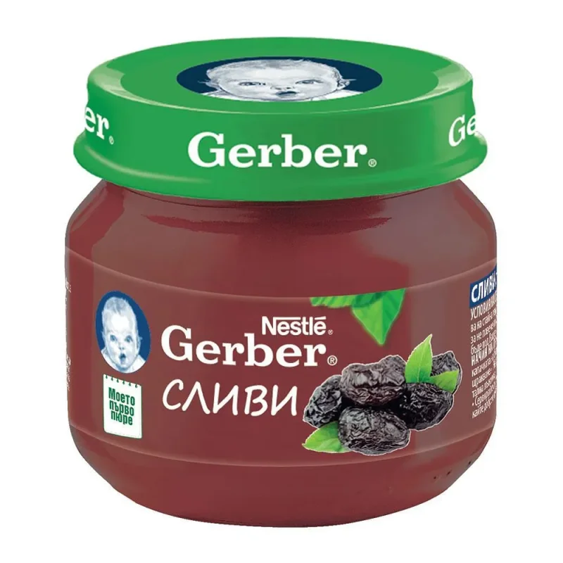 Nestlé GERBER ® Пюре Сливи, Моето първо пюре, бурканче, 80 g - GERBER