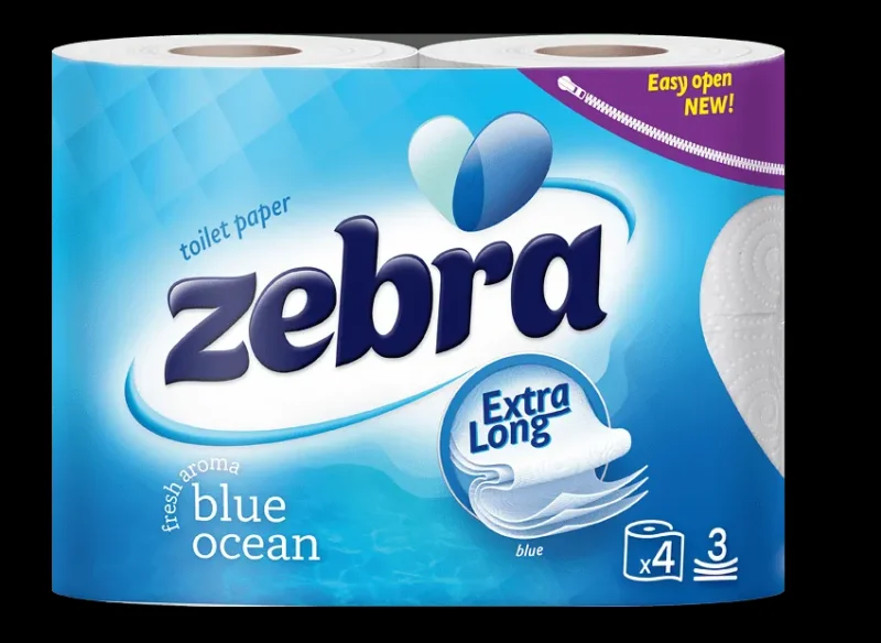 Тоалетна хартия ZEBRA Color Blue 3 пласта 4 броя - ZEBRA