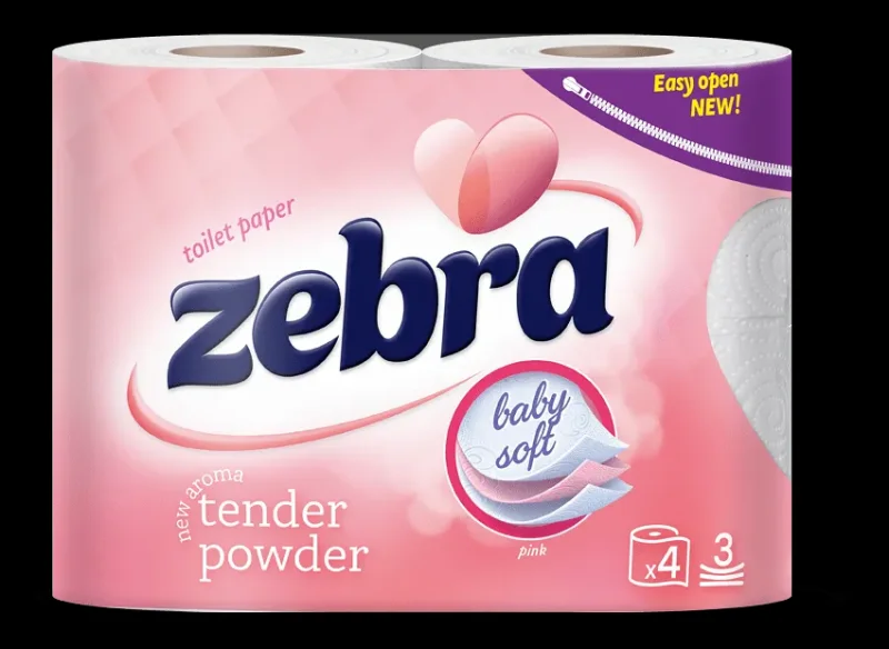 Тоалетна хартия ZEBRA Color Pink 3 пласта 4 броя - ZEBRA