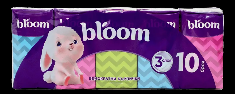 Носни кърпи BLOOM 100% цел. 3 пл. 10 бр. - BLOOM