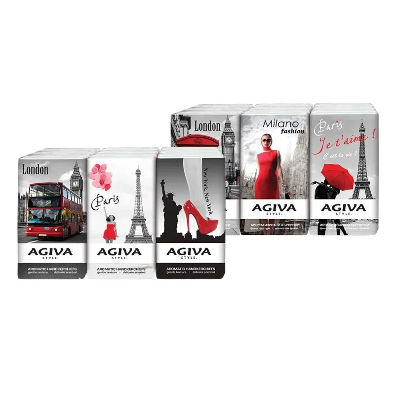 Носни кърпи AGIVA Style 3пласта 6 х 10 броя - AGIVA