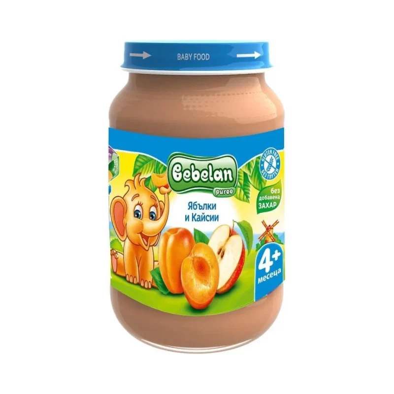 Пюре OVKO/BEBELAN ябълки, кайсии 4+ месеца 190 г - Bebelan