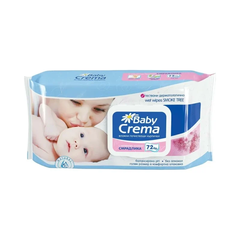 Мокри кърпи BABY CREMA с капак Смрадлика 72 броя - BABY CREMA