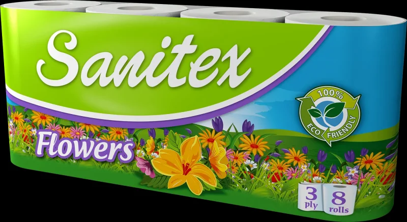 Тоалетна хартия SANITEX Flowers 8 броя