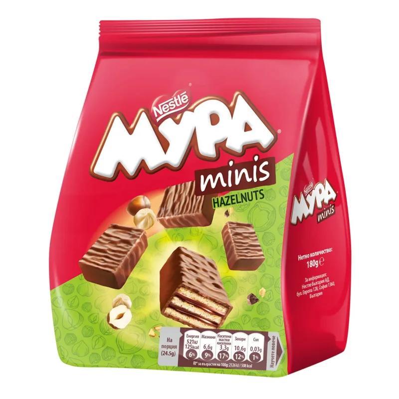 Вафли МУРА minis лешник 180 г - МУРА