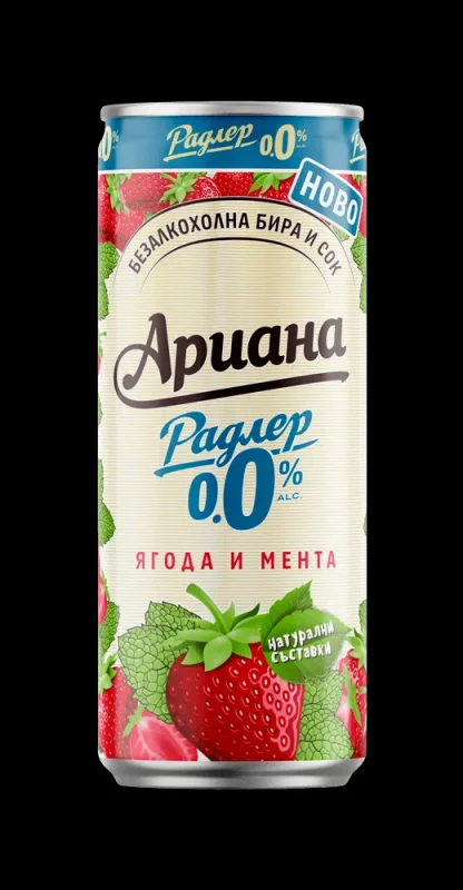 Бира ARIANA Радлер Ягода, мента 0.0% 330 мл - АРИАНА