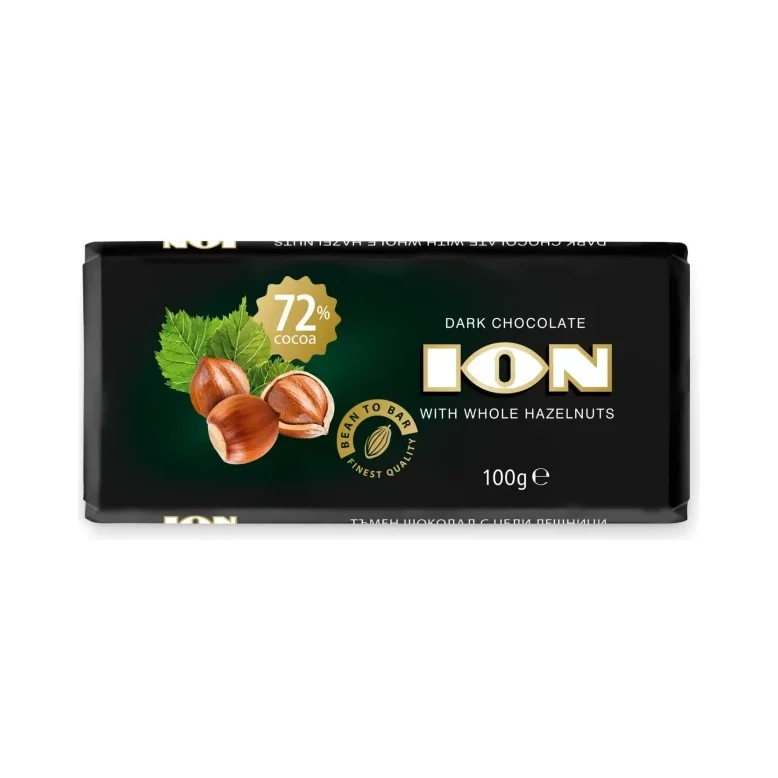 Шоколад ION 72%какао и цели лешници 100 г - ION
